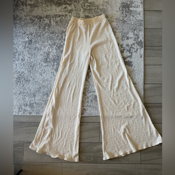 PrettyLittleThing Pants - PrettyLittleThing Beige Ribbed Trousers